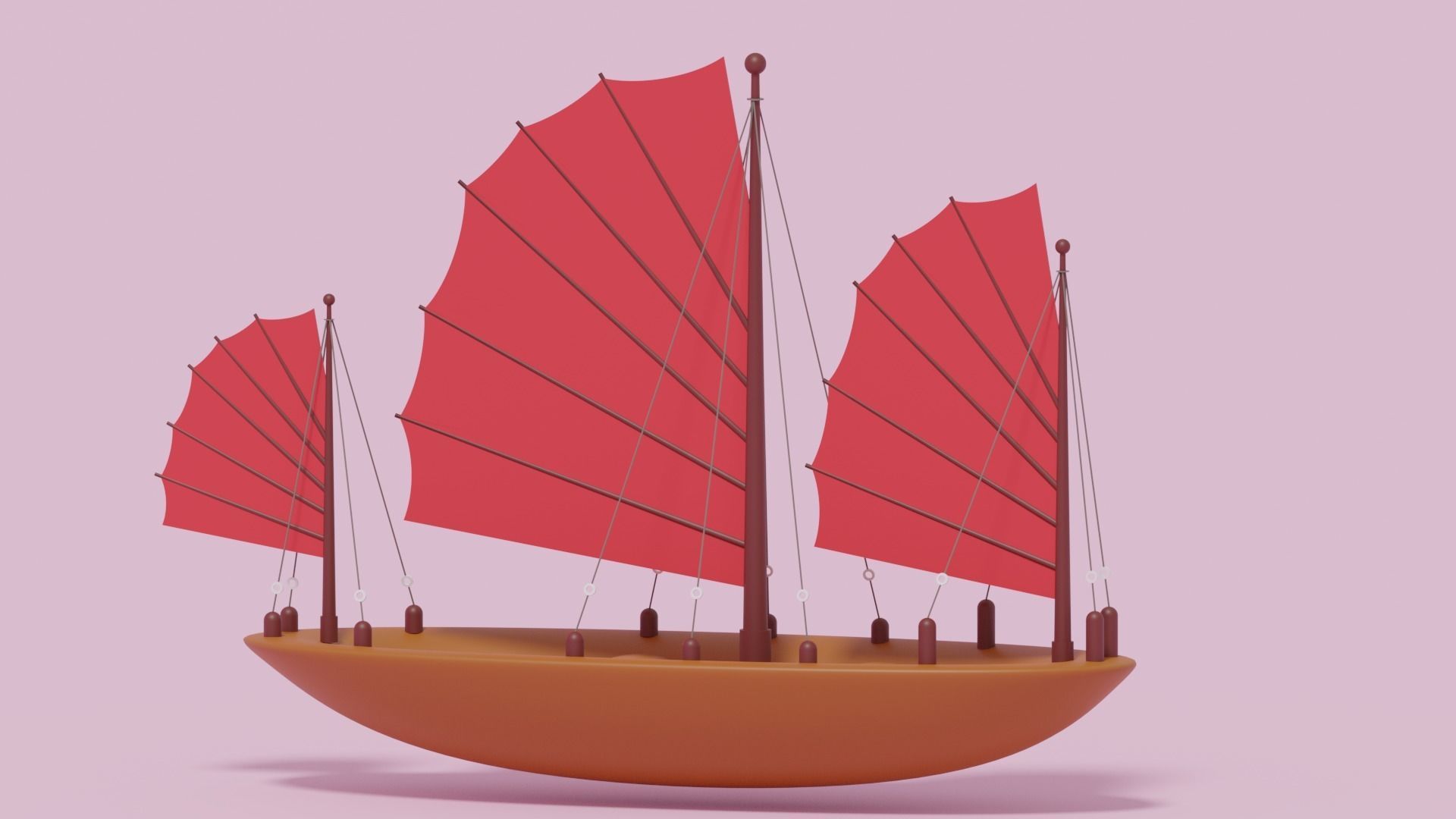 Asian Junk Ship Low-poly 3D model_4