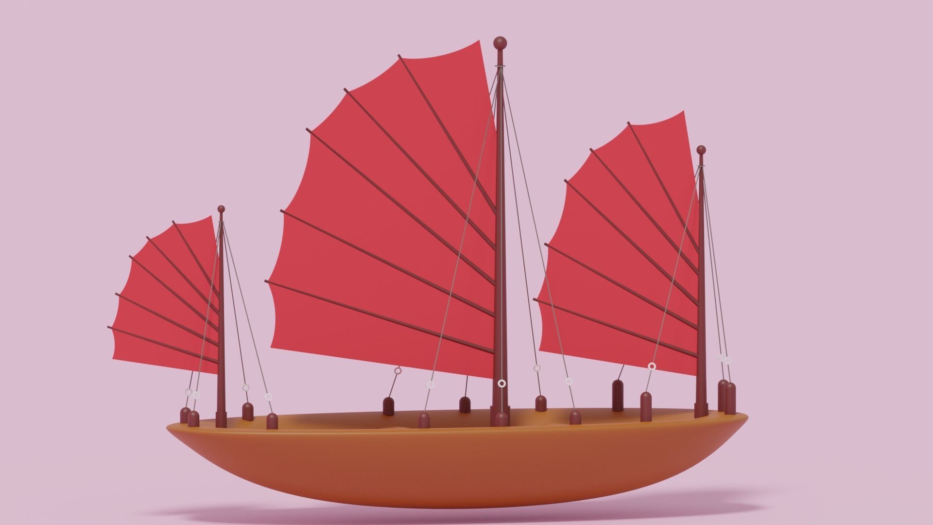 Asian Junk Ship Low-poly 3D model_1