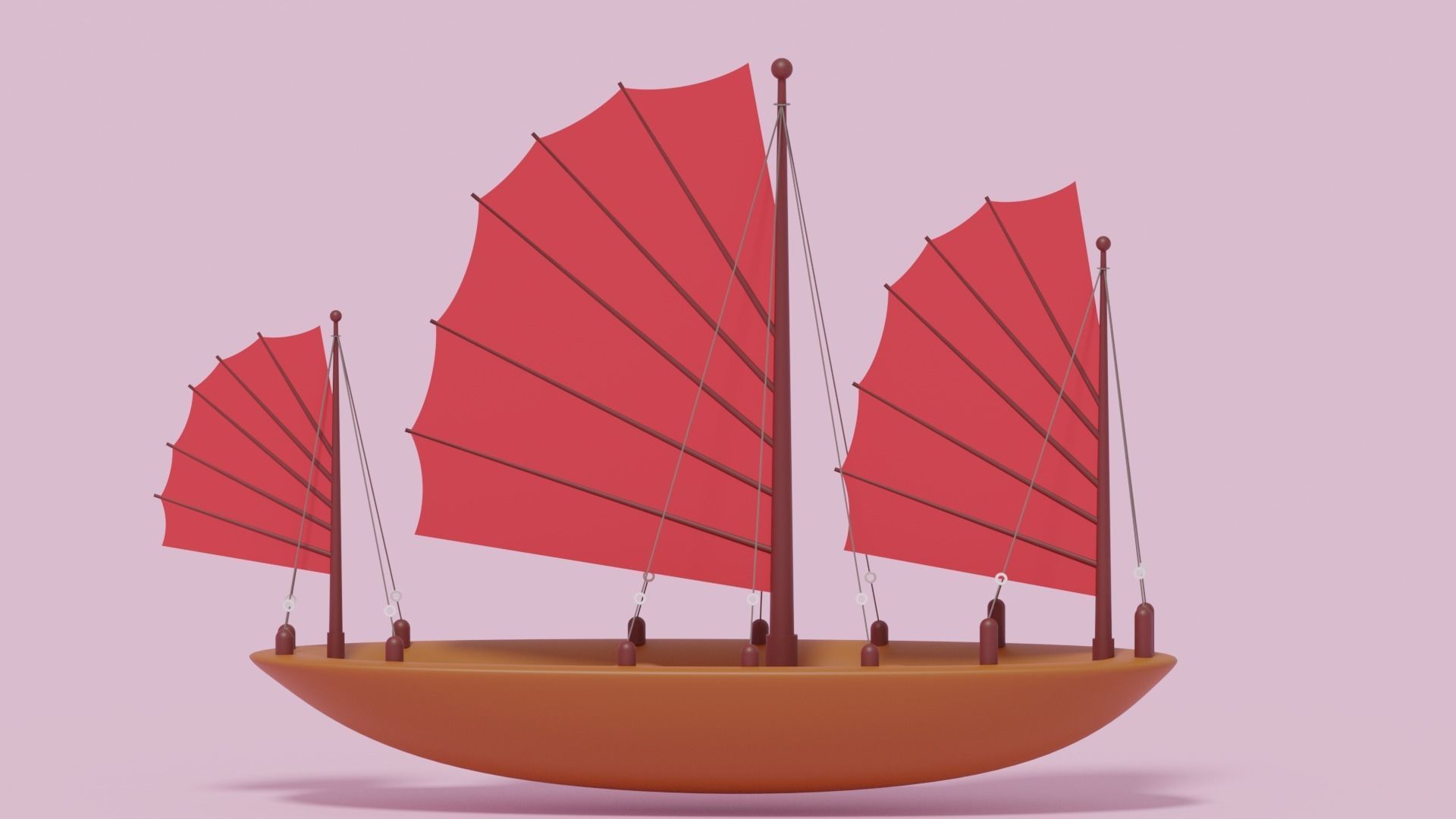 Asian Junk Ship Low-poly 3D model_2