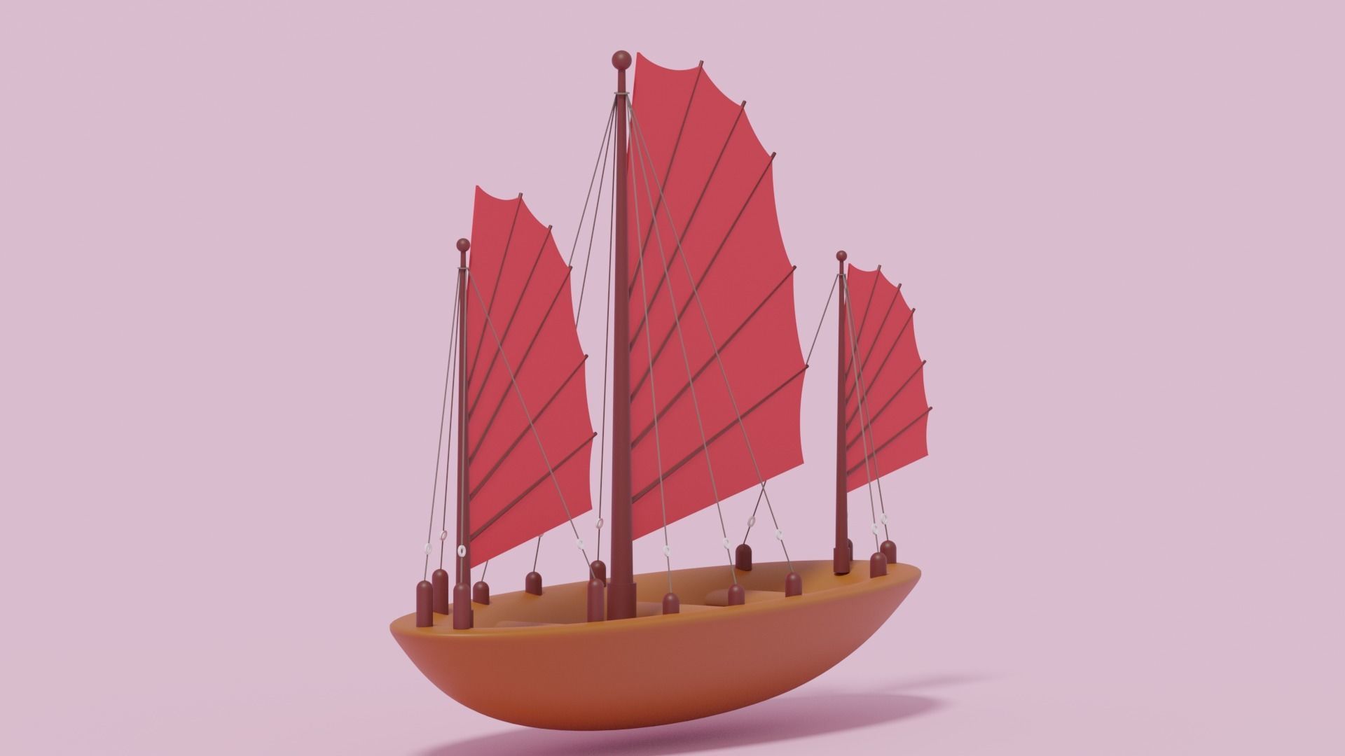 Asian Junk Ship Low-poly 3D model_8