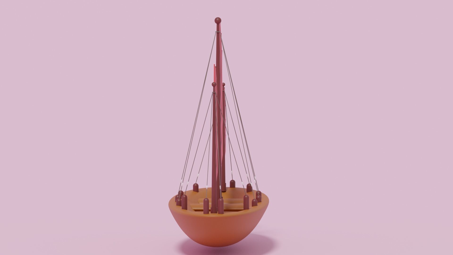 Asian Junk Ship Low-poly 3D model_7