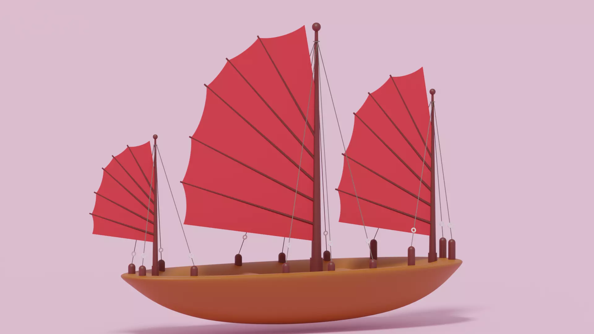 Asian Junk Ship Low-poly 3D model_0
