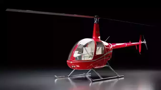 Helicopter Robinson-R22-1979 Low-poly 3D model
