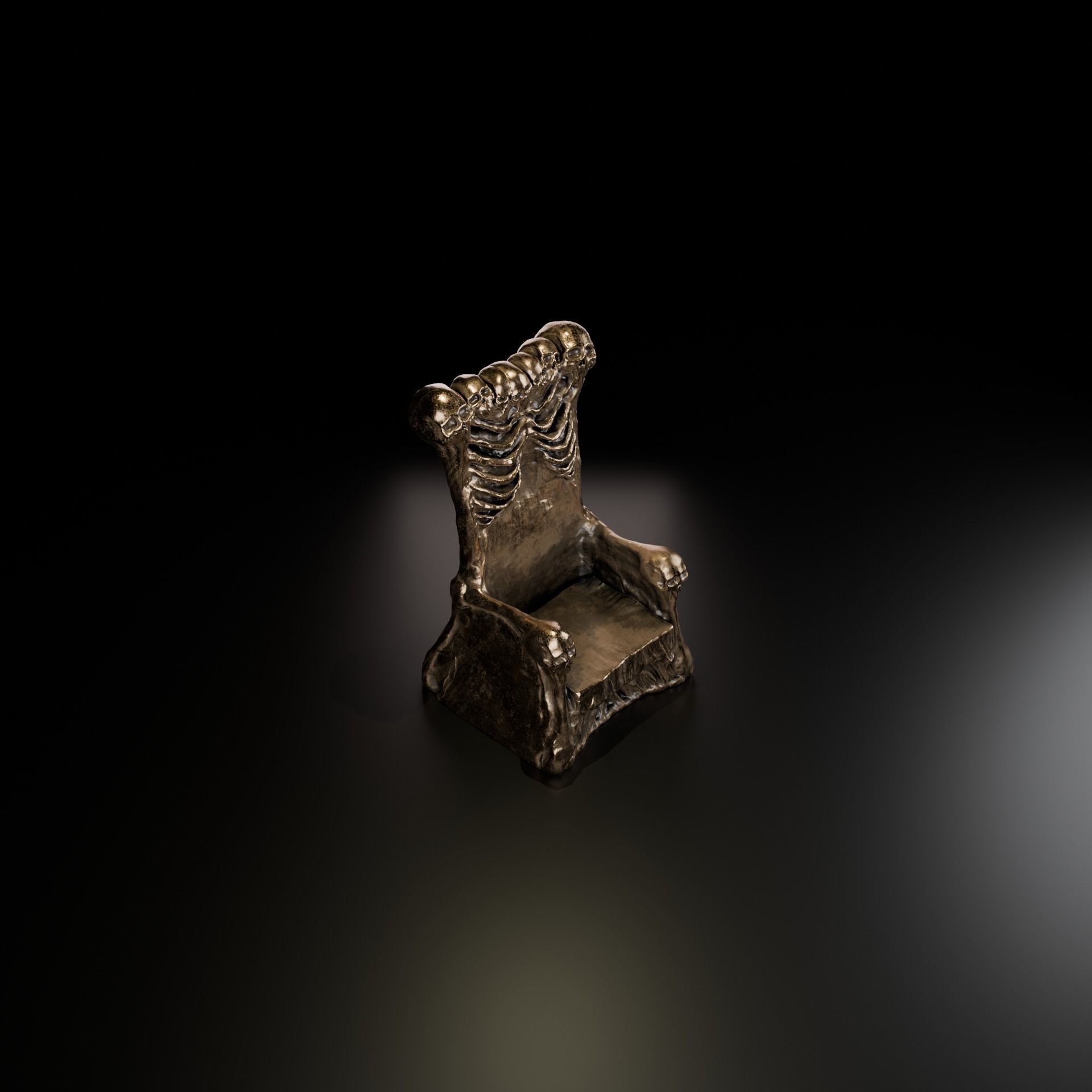A throne of skulls Low-poly 3D model_5