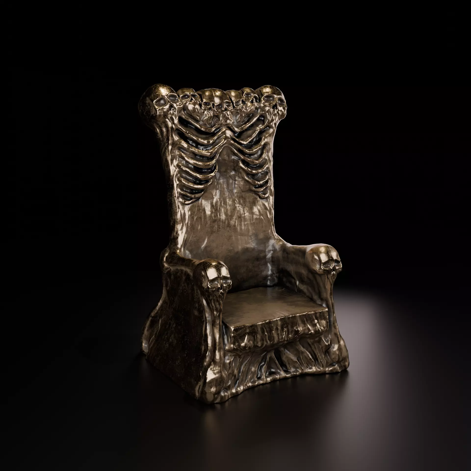 A throne of skulls Low-poly 3D model_0