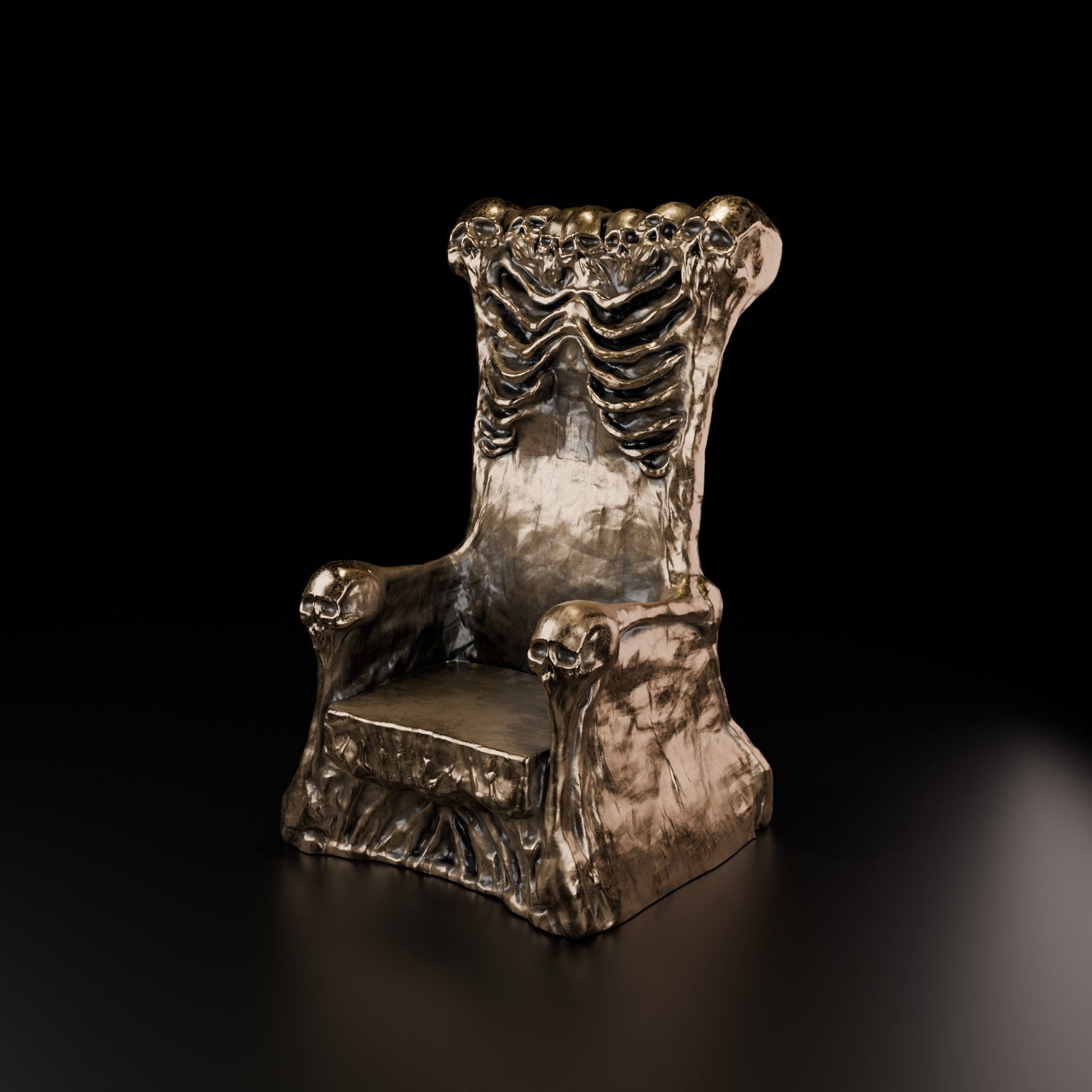 A throne of skulls Low-poly 3D model_2