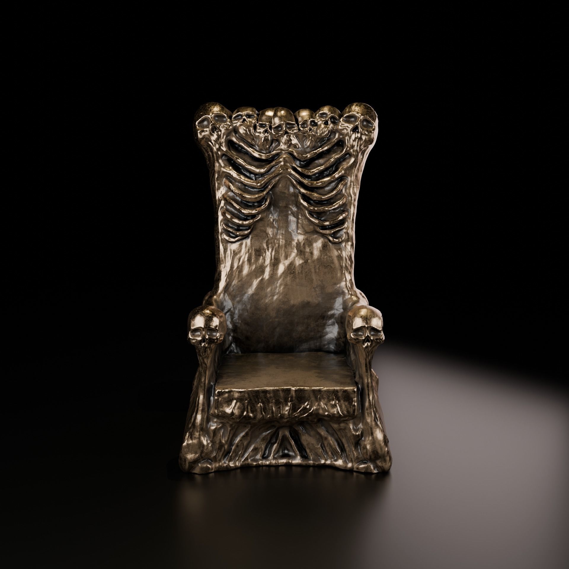 A throne of skulls Low-poly 3D model_4