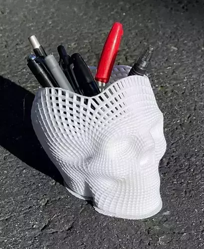 Wireframe Skull Pencil Holder 3D print model