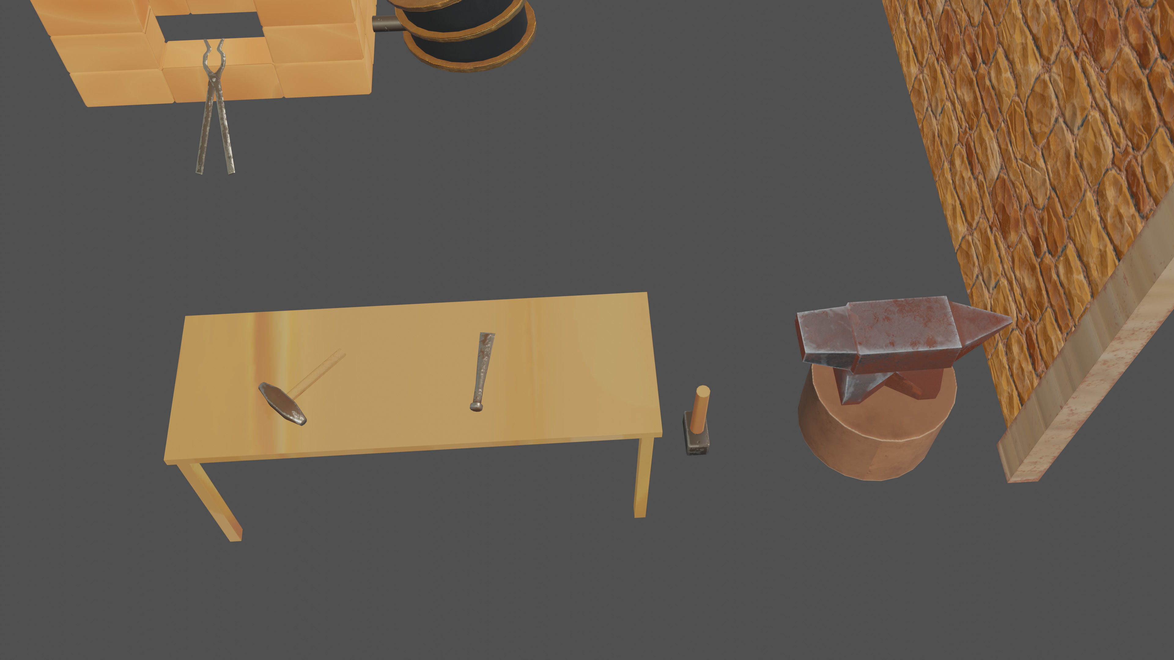 Stylized medieval smith workshop Low-poly 3D model_4