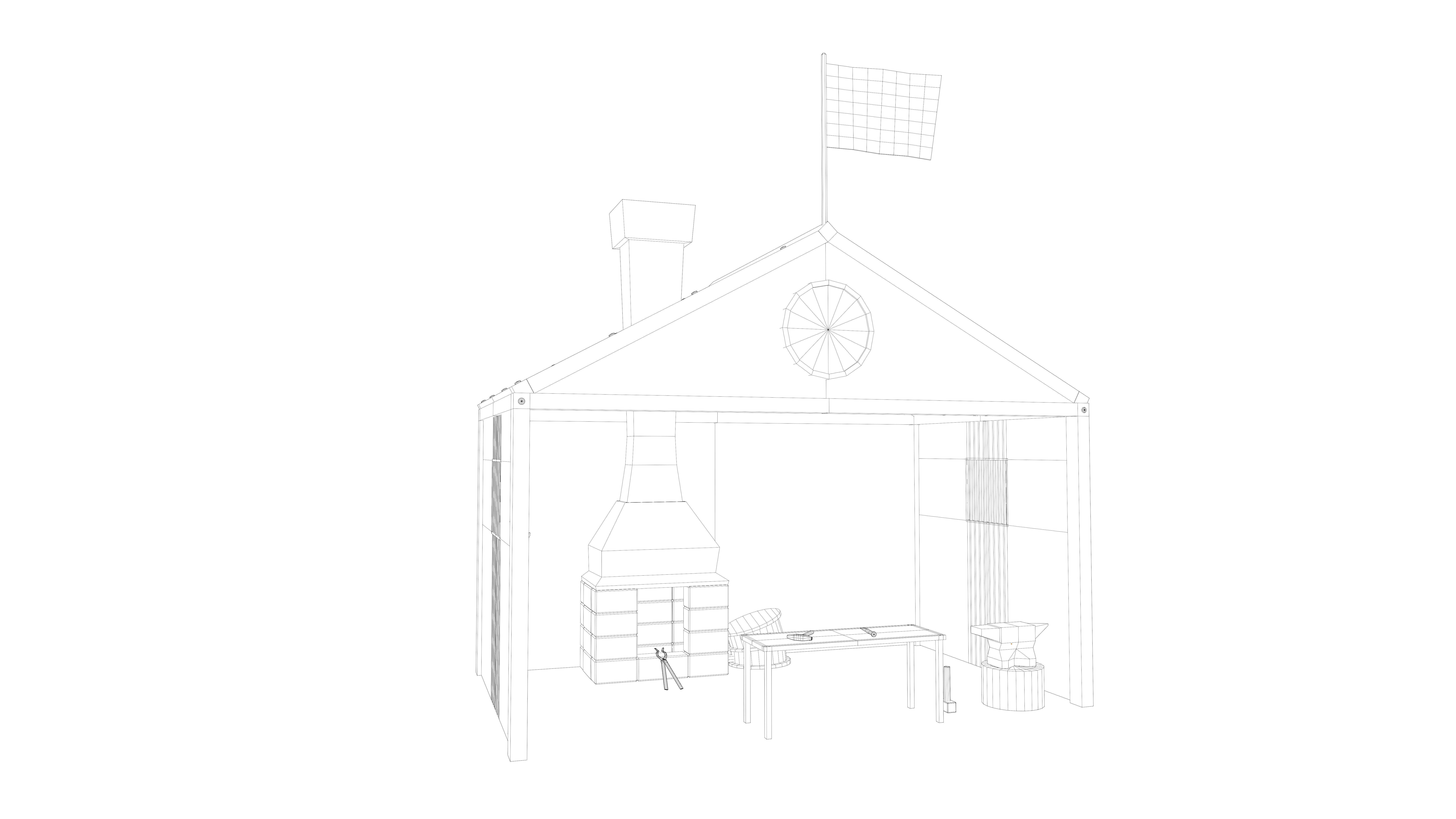 Stylized medieval smith workshop Low-poly 3D model_8