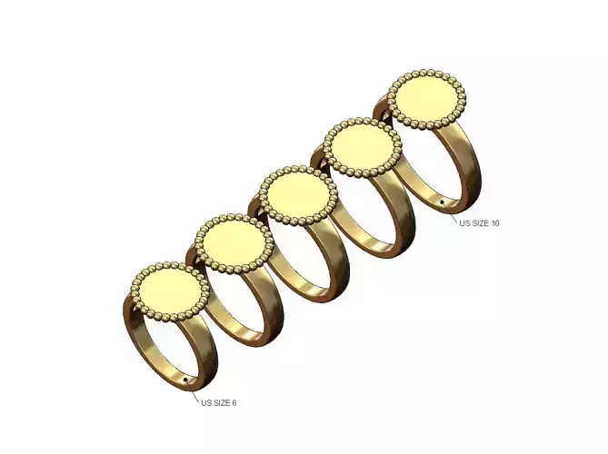 Beaded round disk ring US sizes 6to10