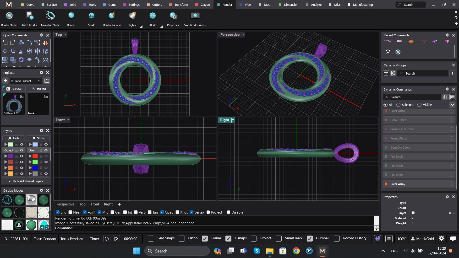Torus Pendant 3D print model_4