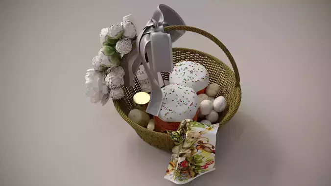 Basket with Easter Cakes 3D model