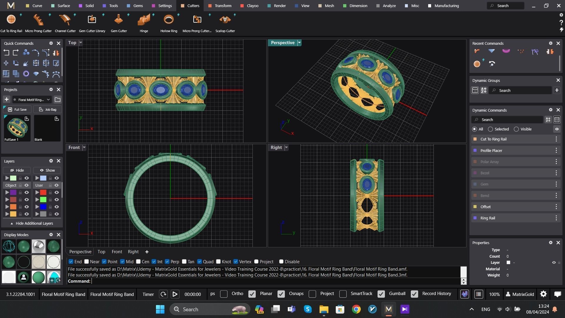 Floral Motif Ring Band 3D print model_3