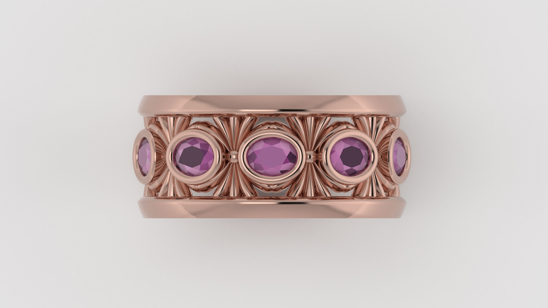 Floral Motif Ring Band 3D print model_1