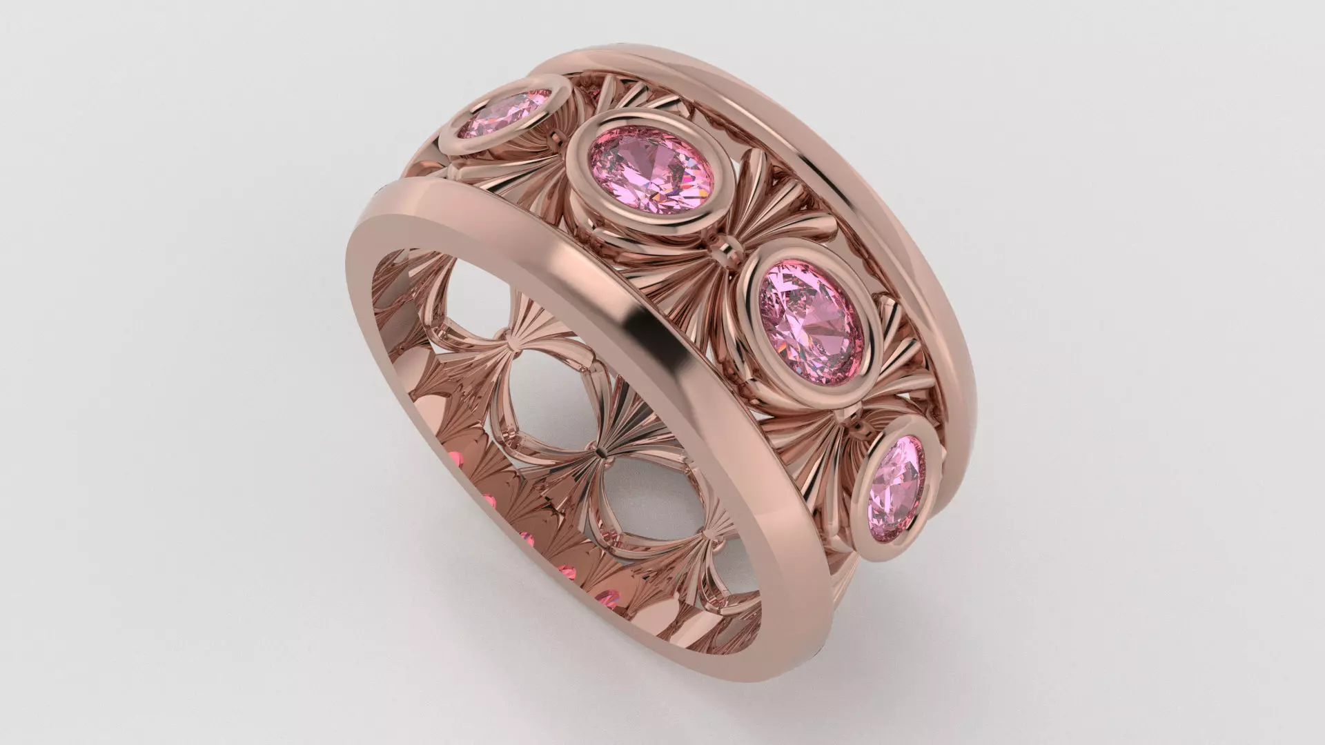 Floral Motif Ring Band 3D print model_0