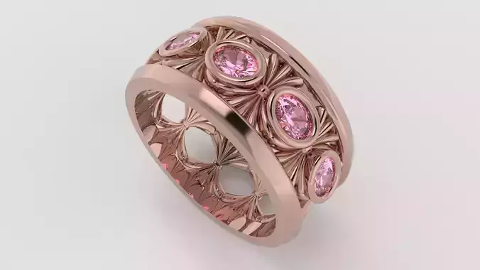 Floral Motif Ring Band
