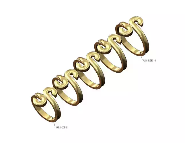 Concave double scroll ends band US sizes 6to10