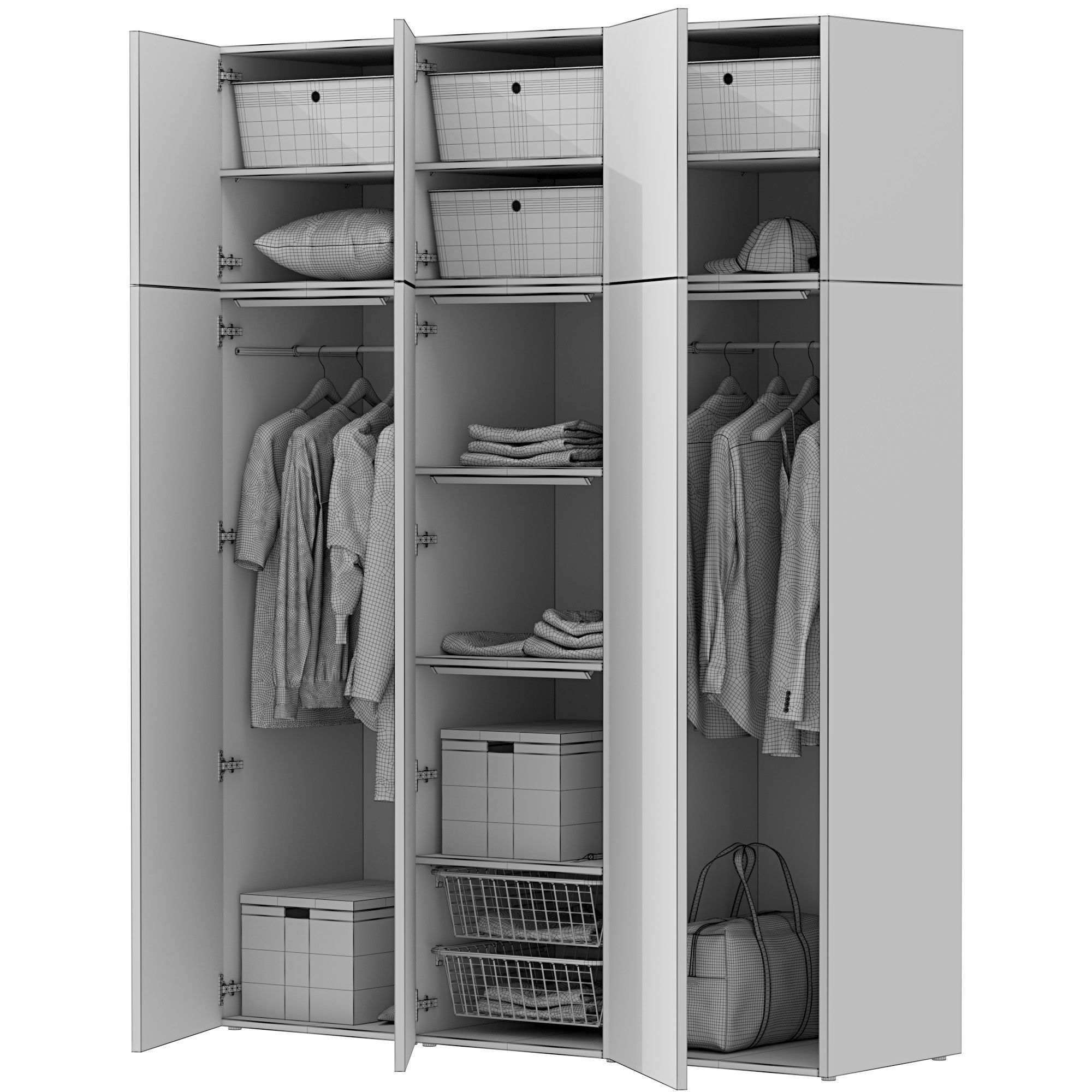 Wardrobe IKEA Set 01 3D model_6