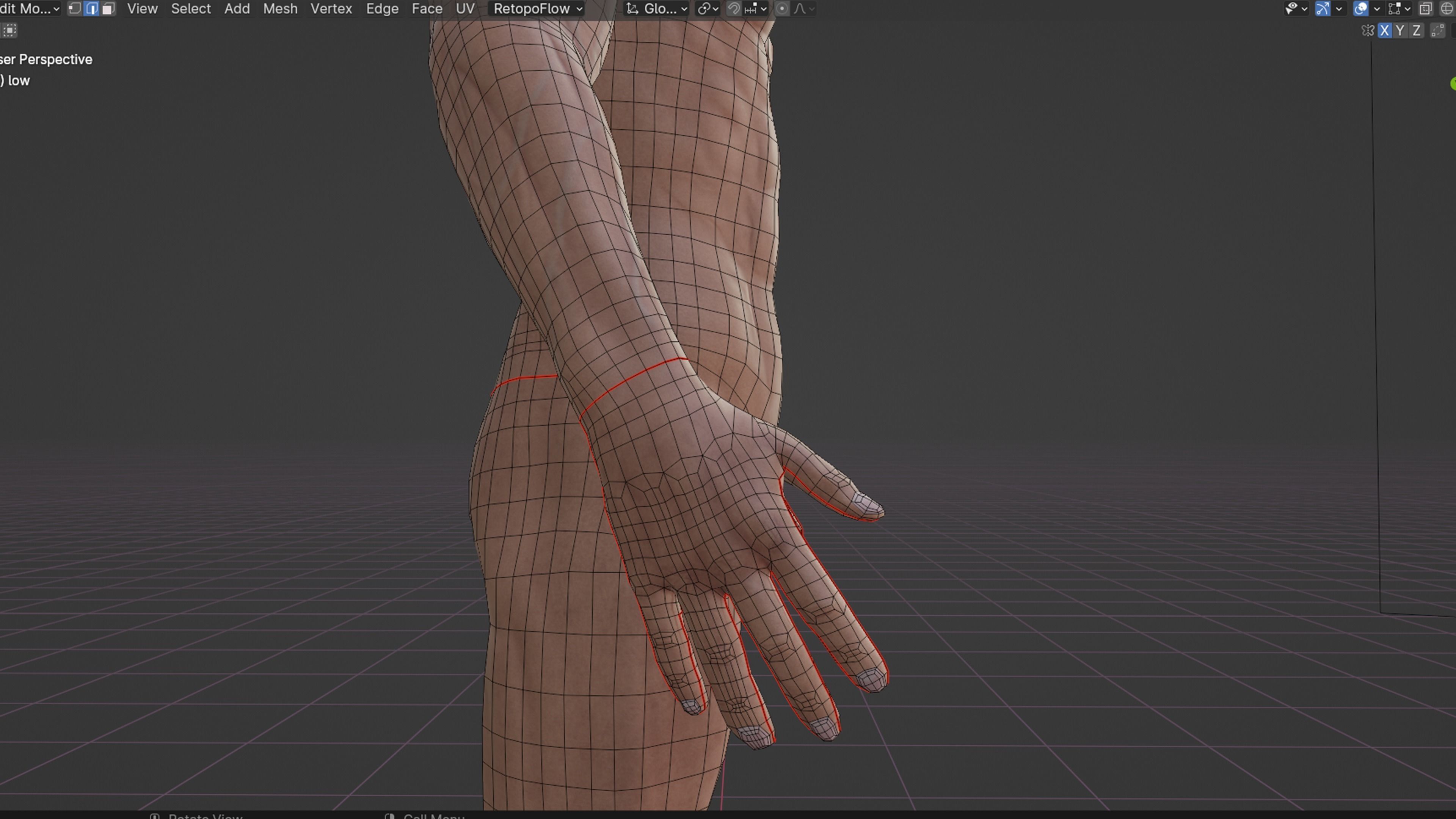Male game ready Character Body  Low-poly 3D model_11