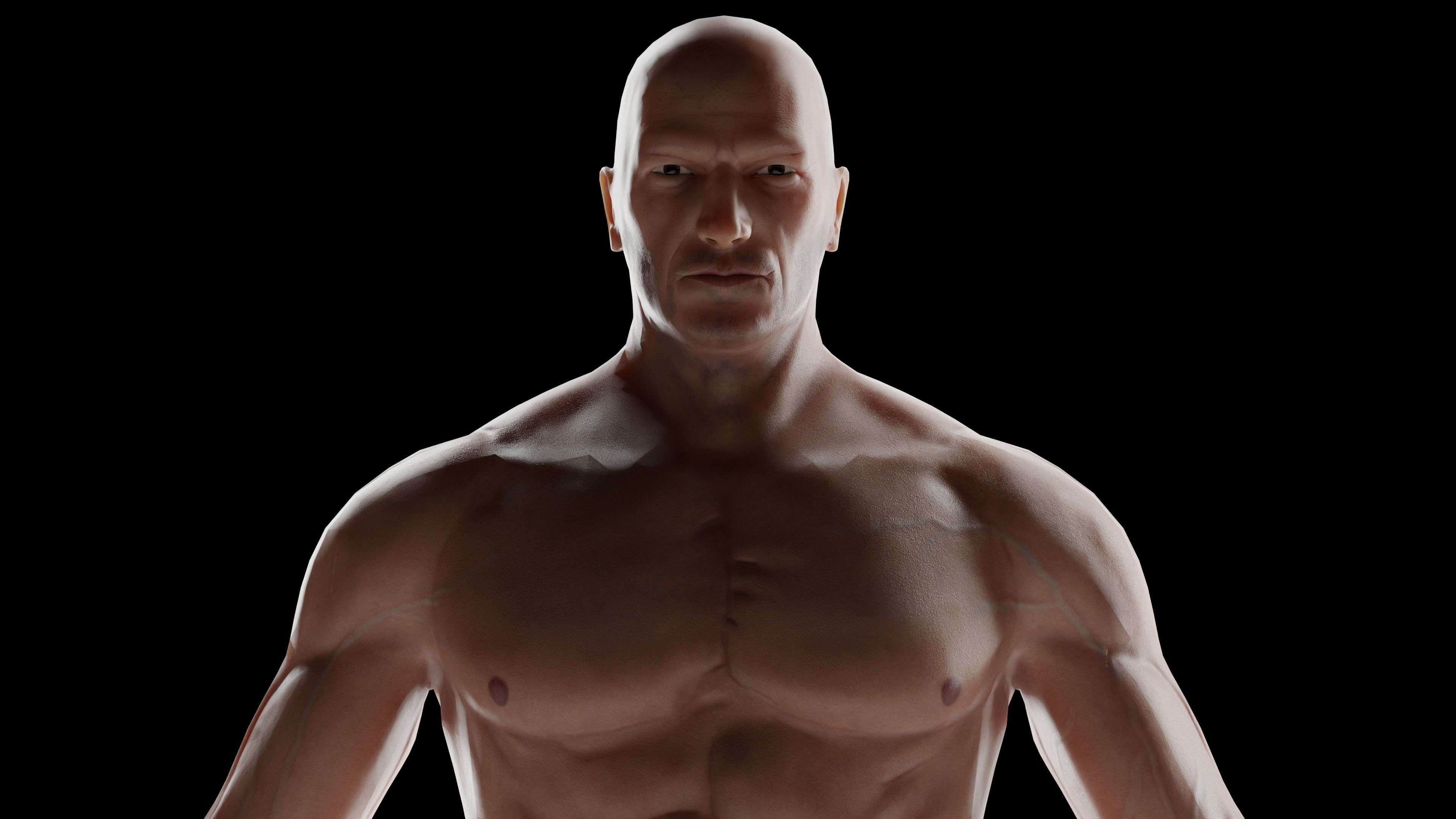 Male game ready Character Body  Low-poly 3D model_2