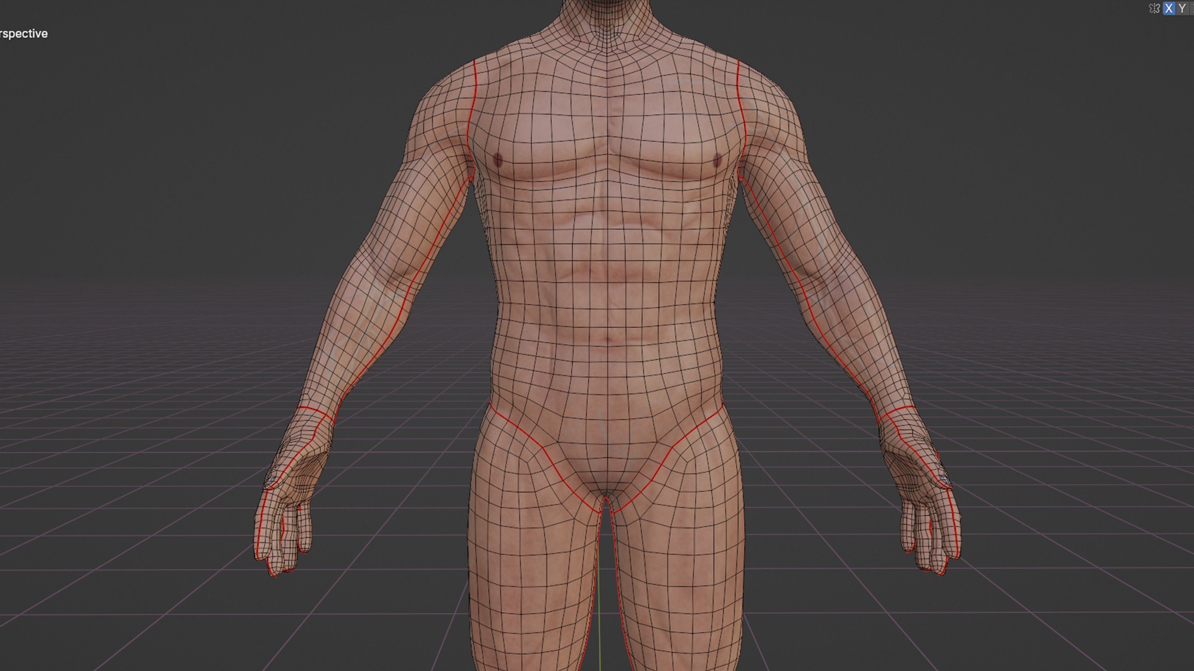 Male game ready Character Body  Low-poly 3D model_12