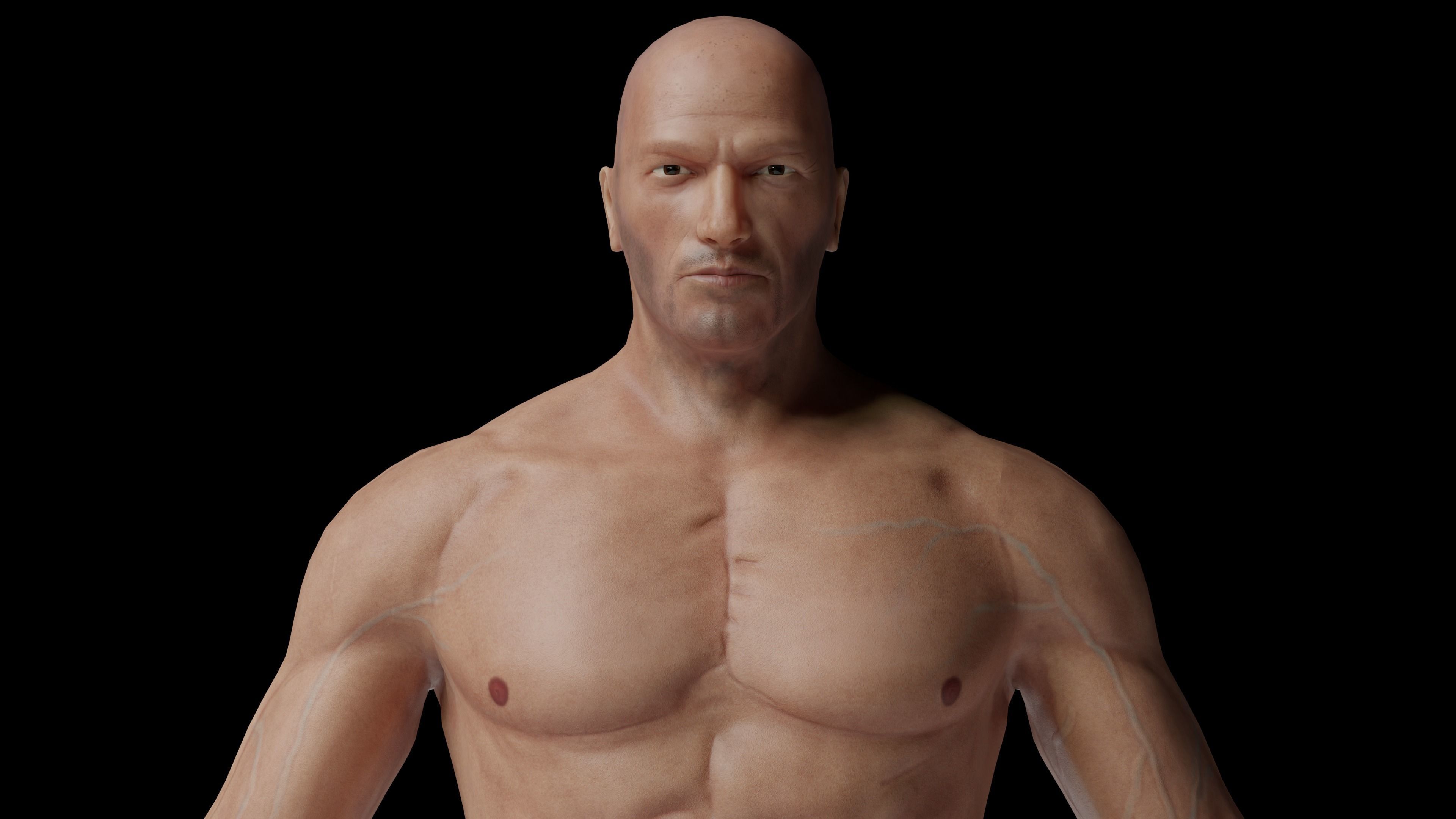 Male game ready Character Body  Low-poly 3D model_3