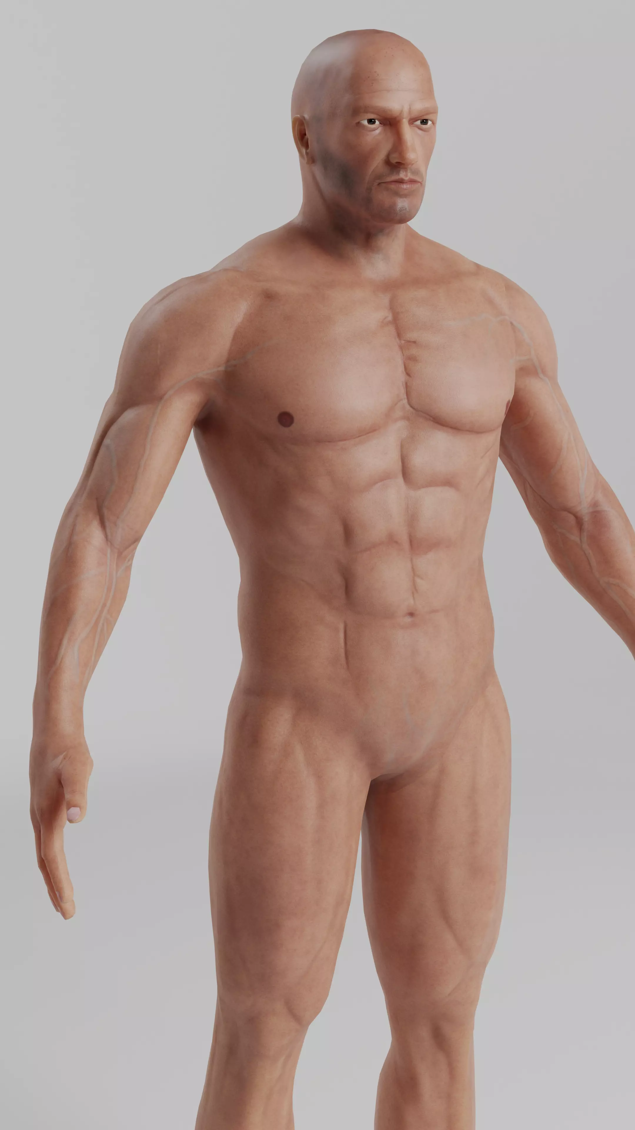 Male game ready Character Body  Low-poly 3D model_0