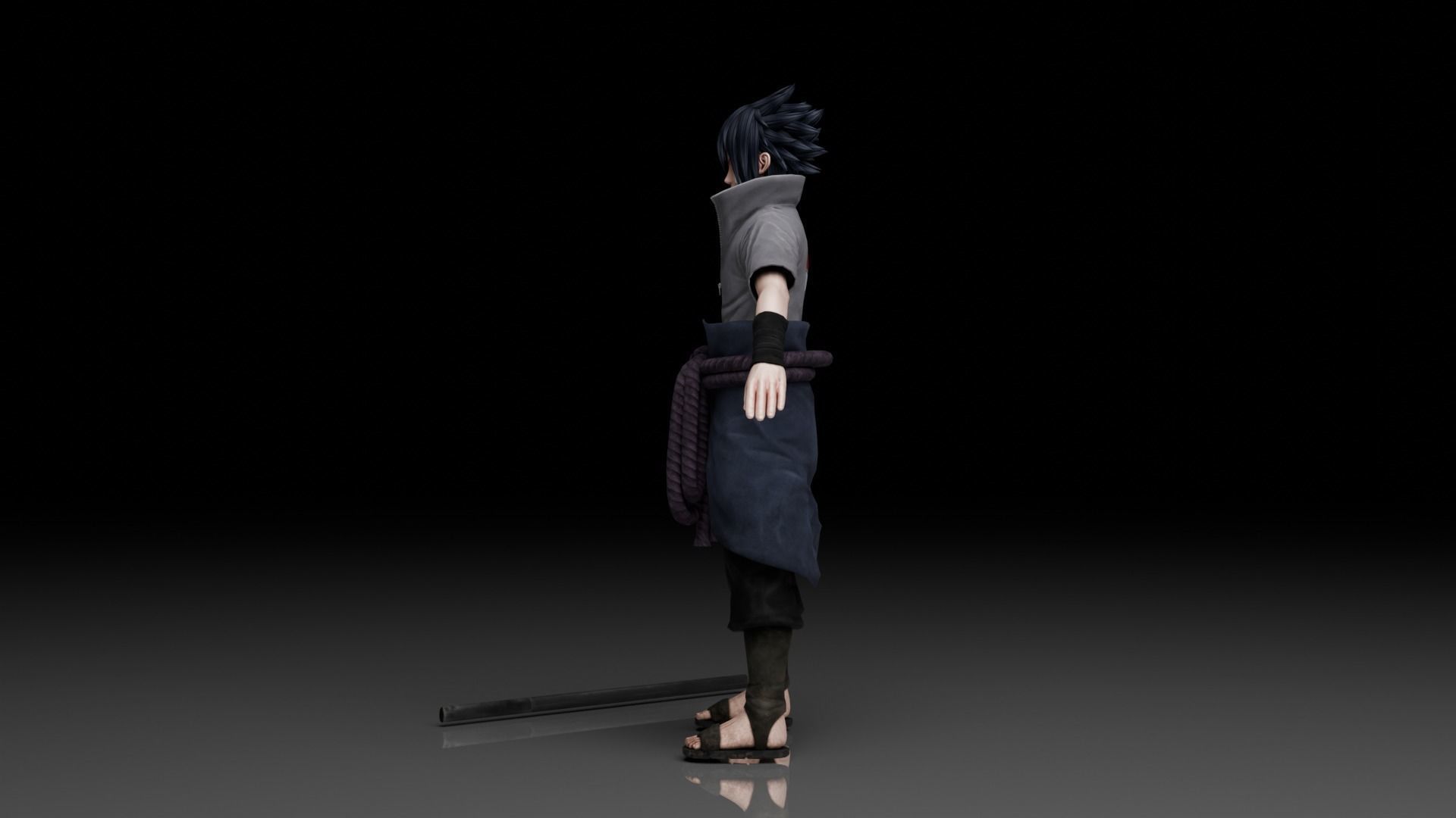 Sasuke Uchiha Anime Low-poly 3D model_3