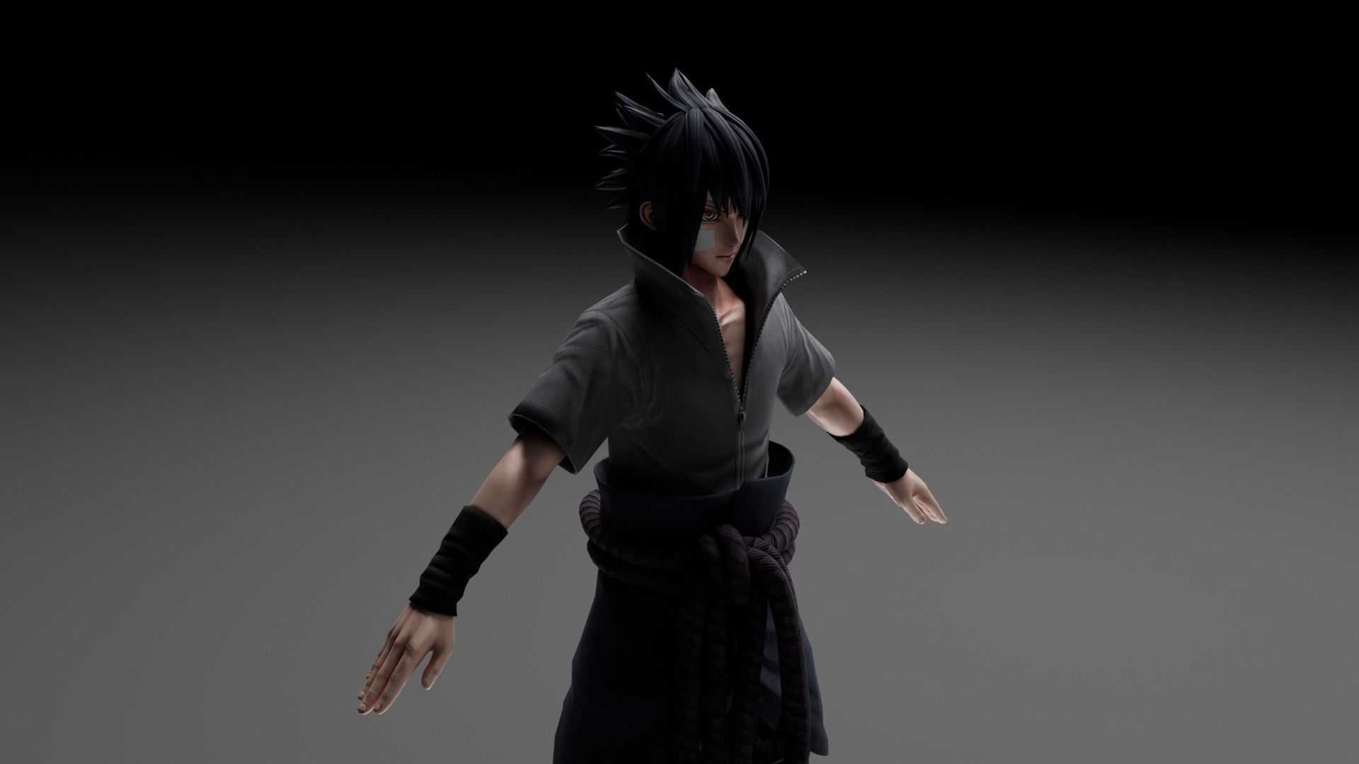 Sasuke Uchiha Anime Low-poly 3D model_4