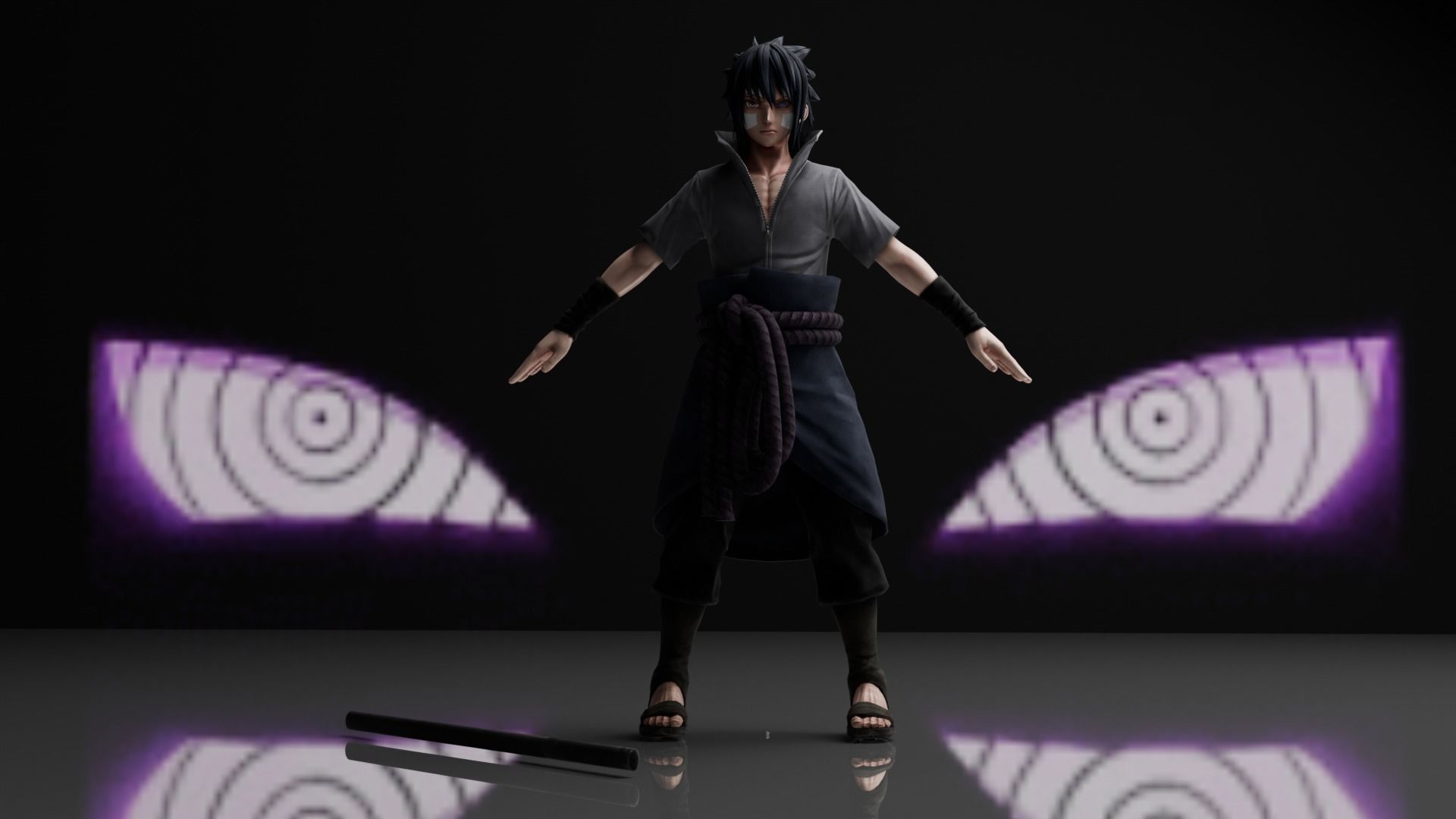 Sasuke Uchiha Anime Low-poly 3D model_6