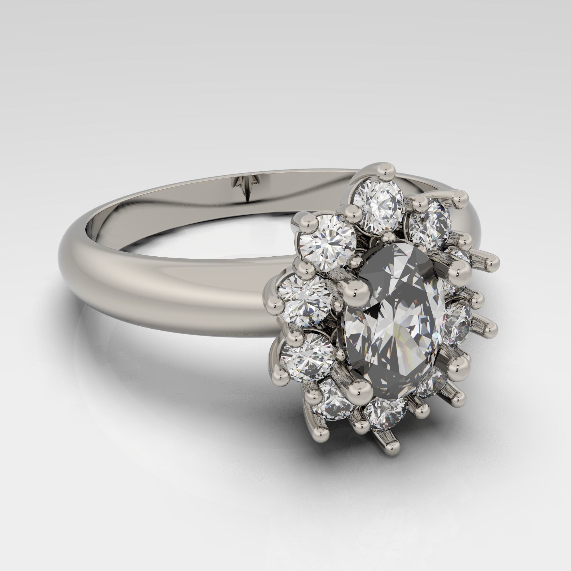 jewelry engagement ring gem oval 6x4mm 036ct Printable STL 3D print model_2