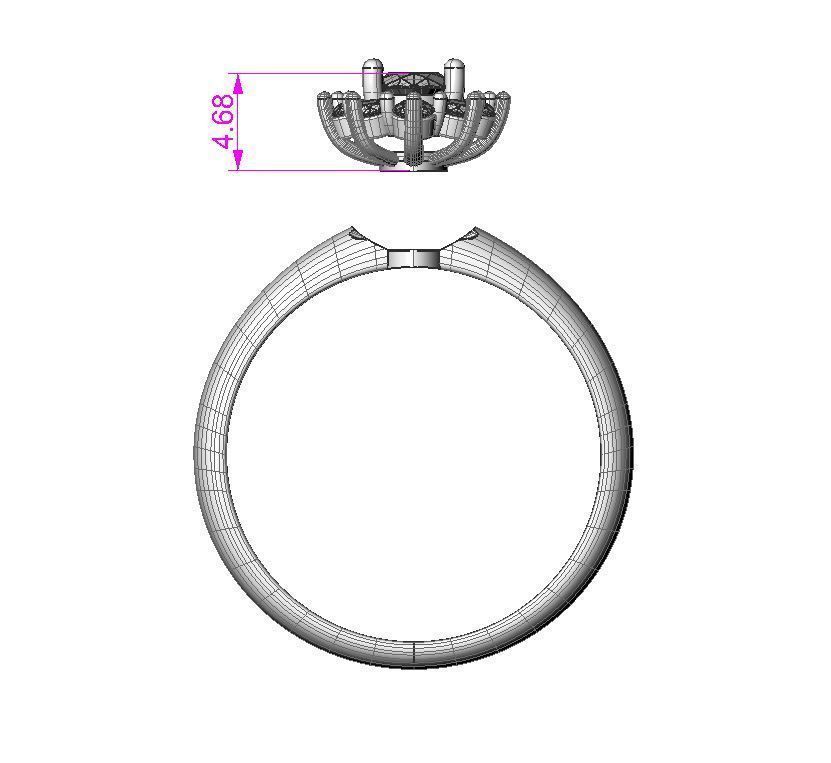 jewelry engagement ring gem oval 6x4mm 036ct Printable STL 3D print model_7