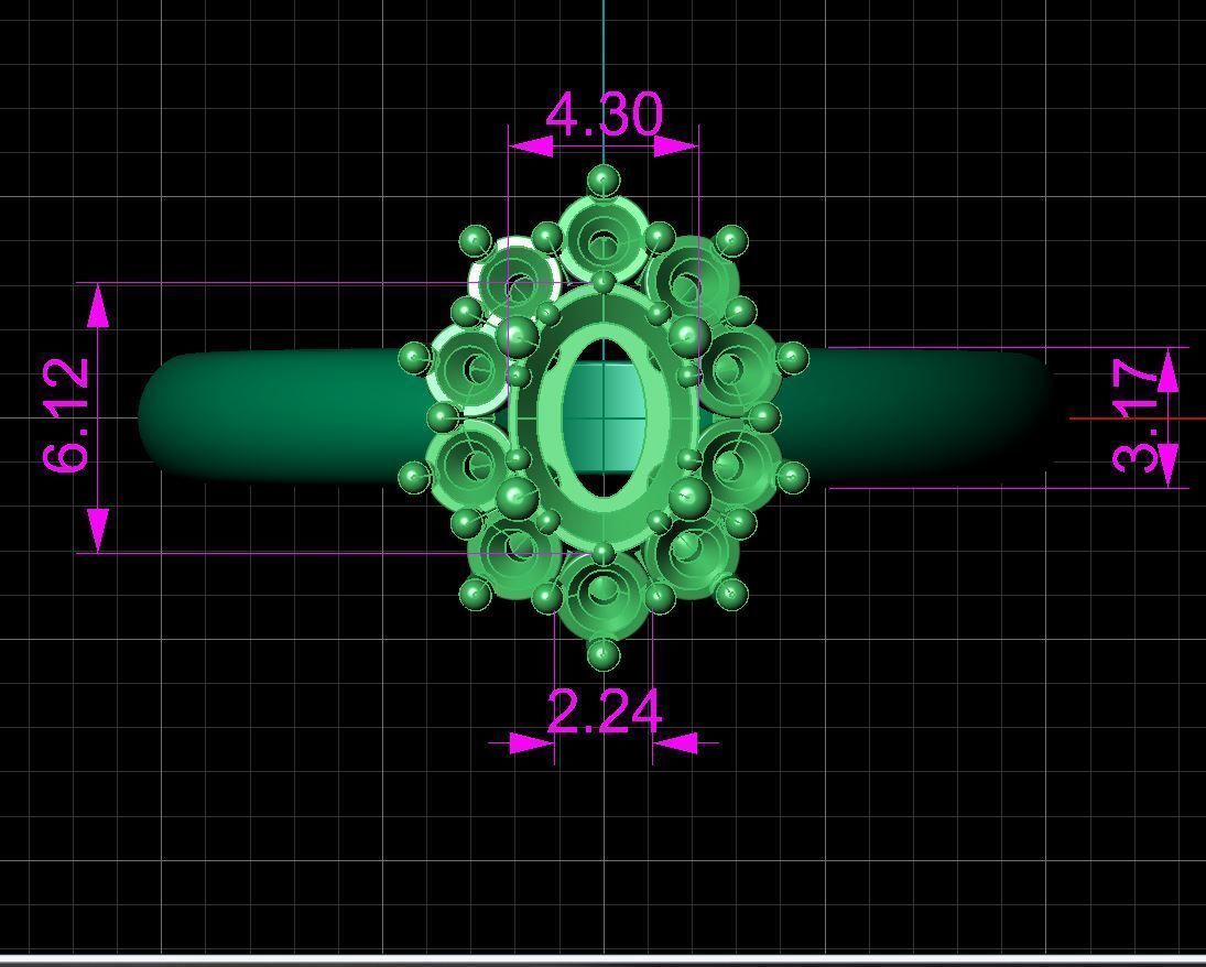 jewelry engagement ring gem oval 6x4mm 036ct Printable STL 3D print model_9