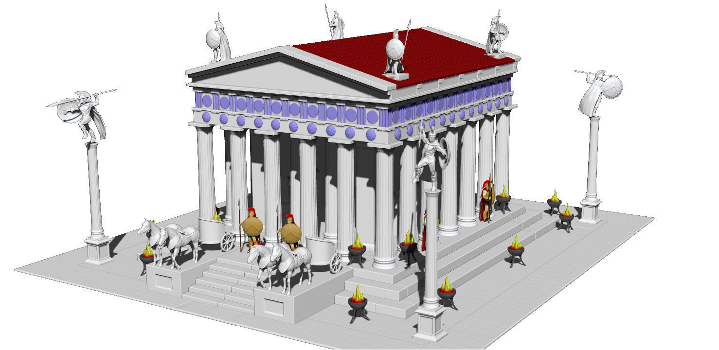 Greek temple modular 3D print model_70