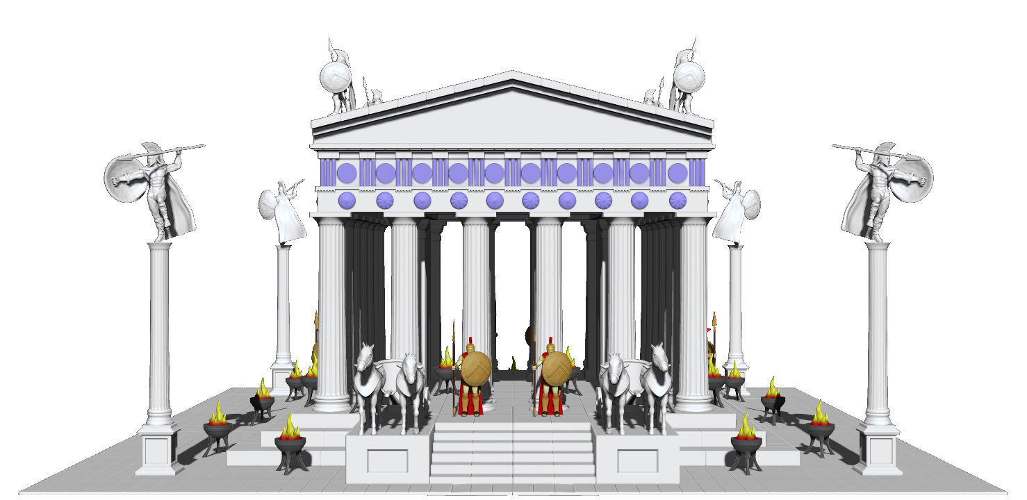 Greek temple modular 3D print model_65