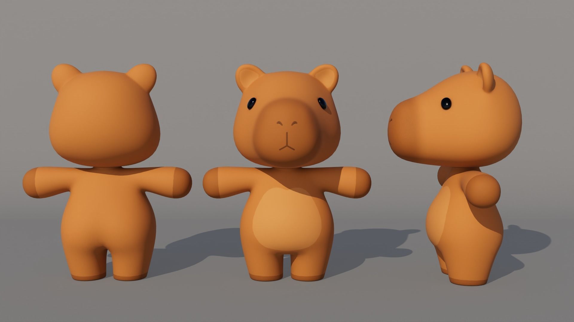 Rigged Cartoon Capybara Low-poly 3D model_4