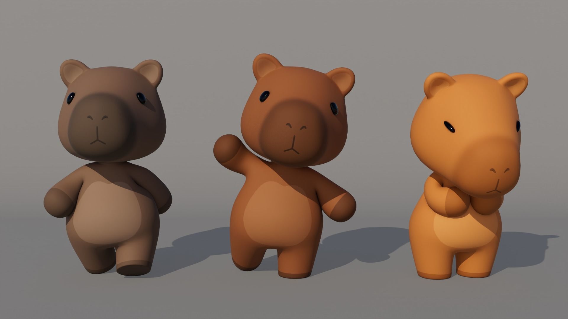 Rigged Cartoon Capybara Low-poly 3D model_1