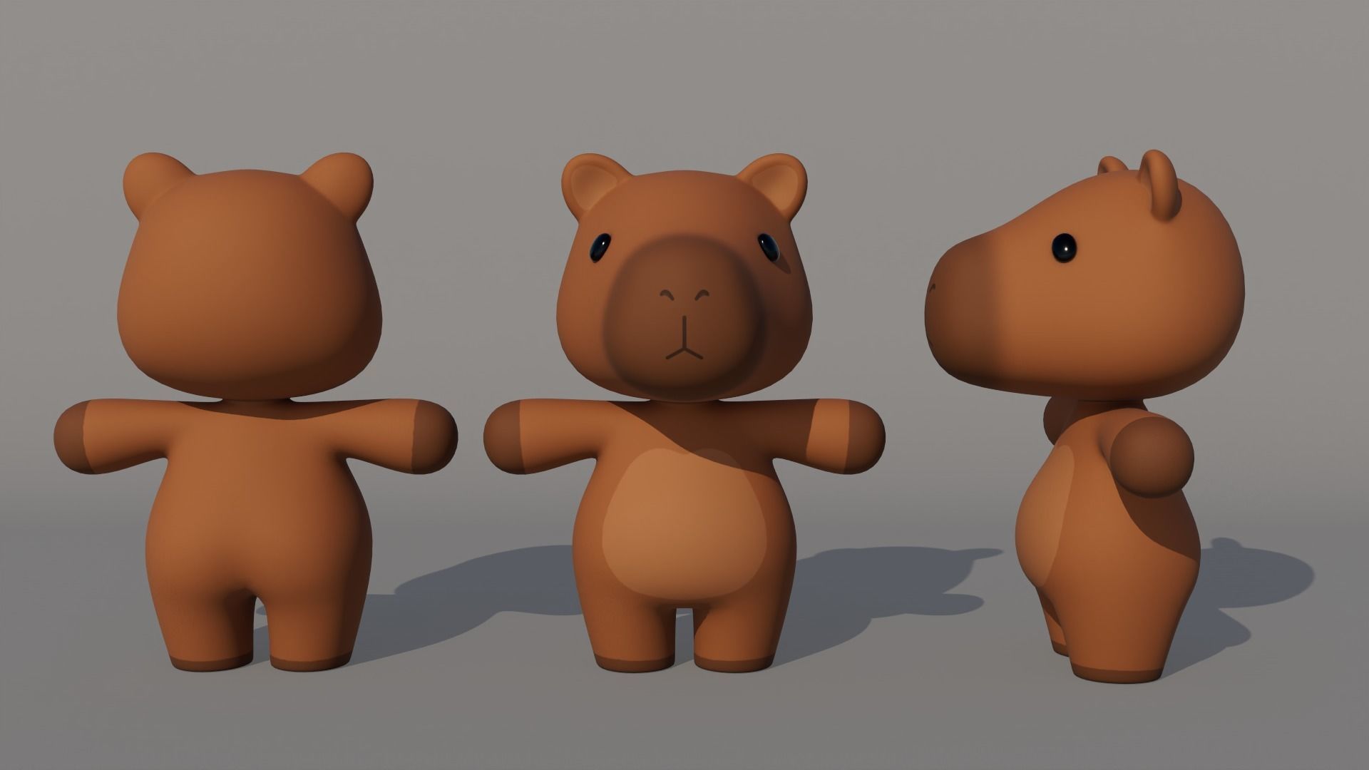 Rigged Cartoon Capybara Low-poly 3D model_2
