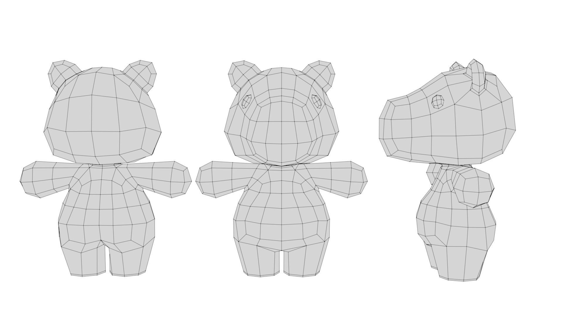Rigged Cartoon Capybara Low-poly 3D model_6