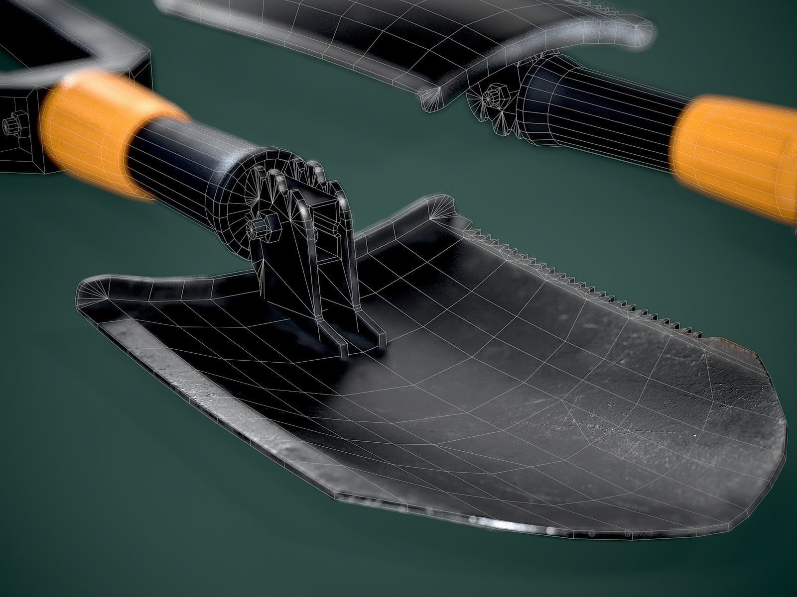 Shovel Low-poly 3D model_14