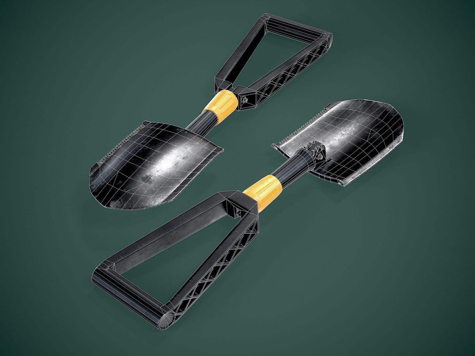 Shovel Low-poly 3D model_4