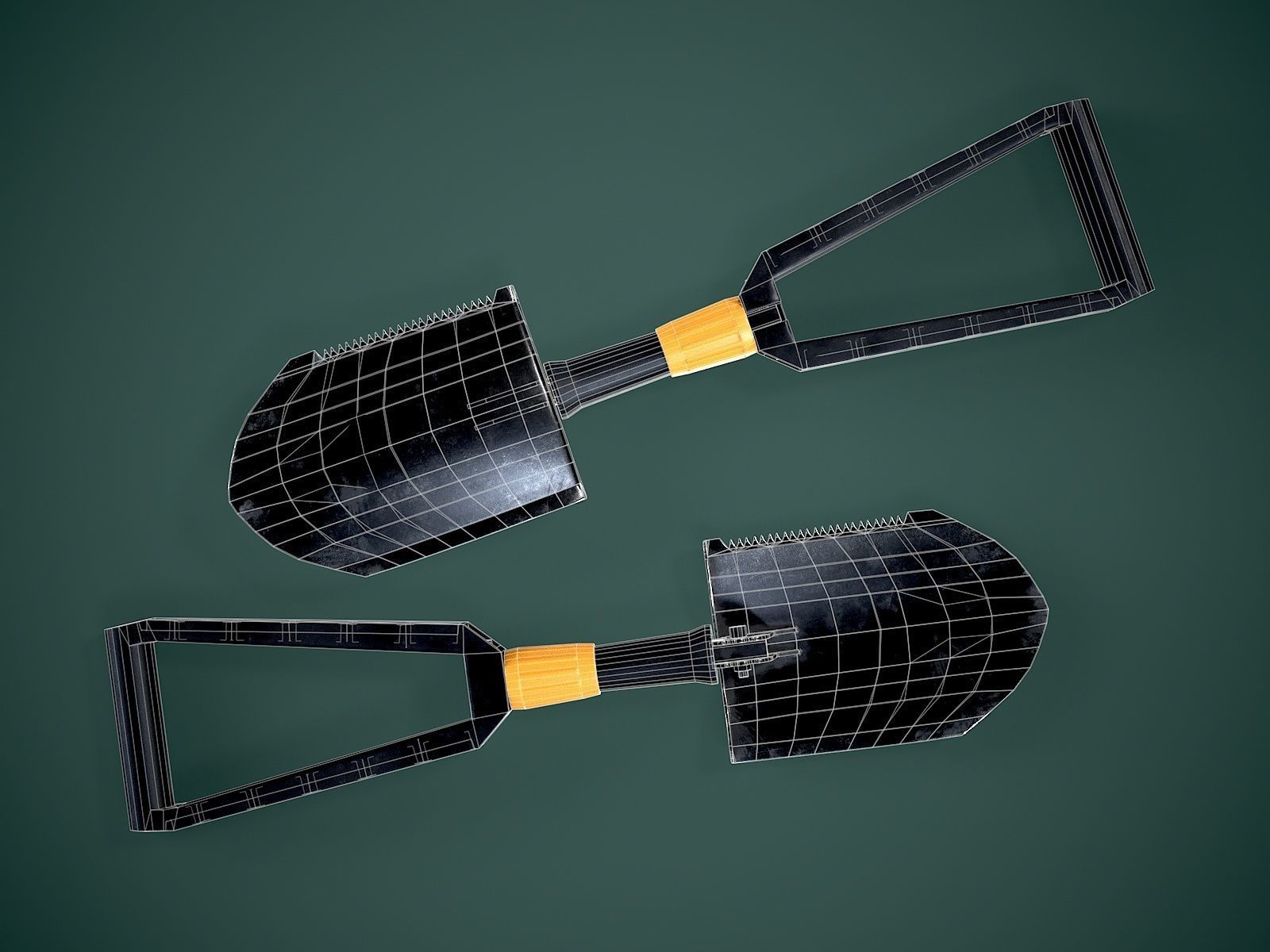 Shovel Low-poly 3D model_10