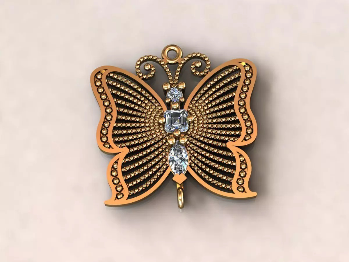 Butterfly pendant 4 3D print model_0