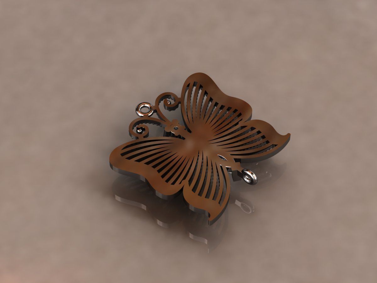 Butterfly pendant 4 3D print model_4