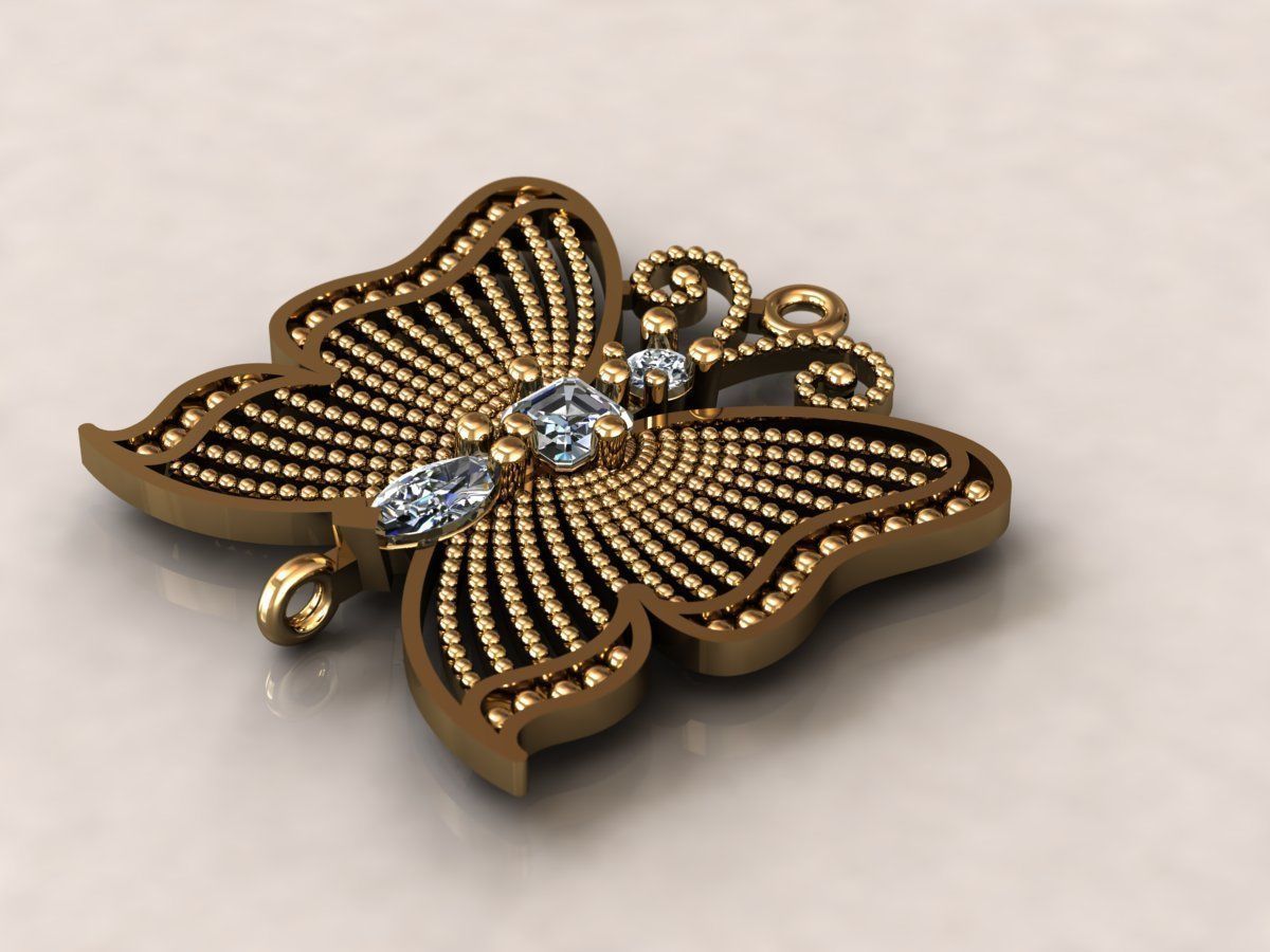 Butterfly pendant 4 3D print model_2