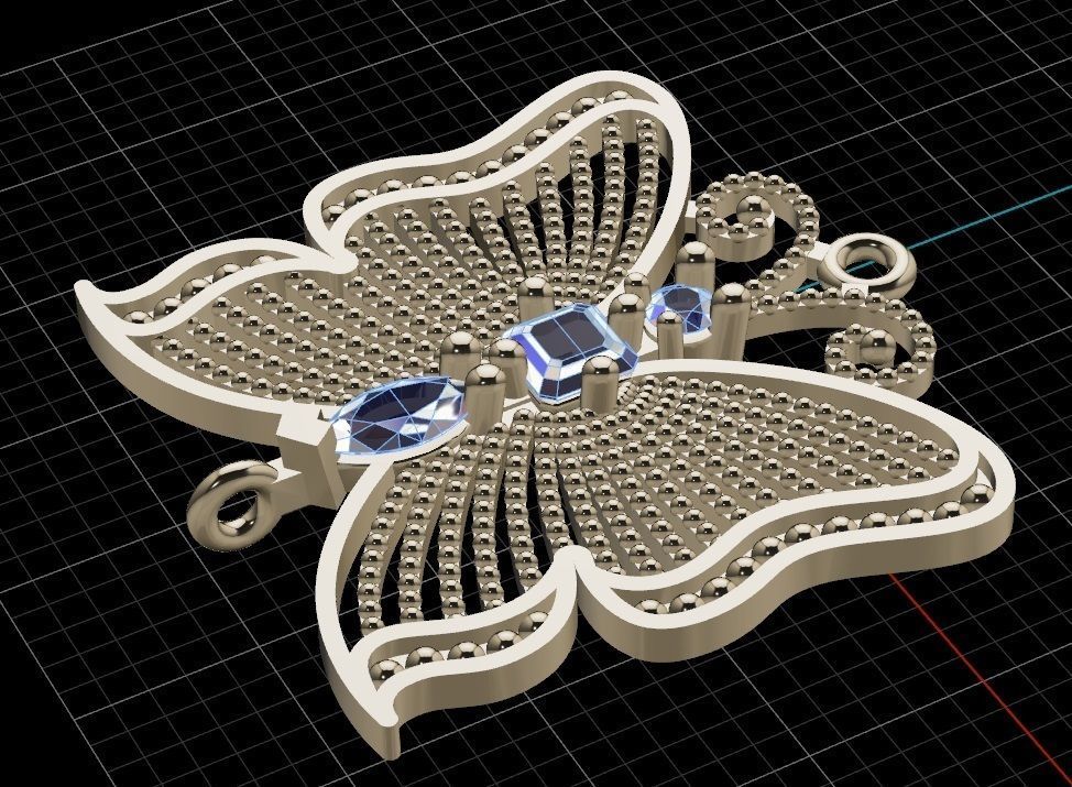 Butterfly pendant 4 3D print model_7