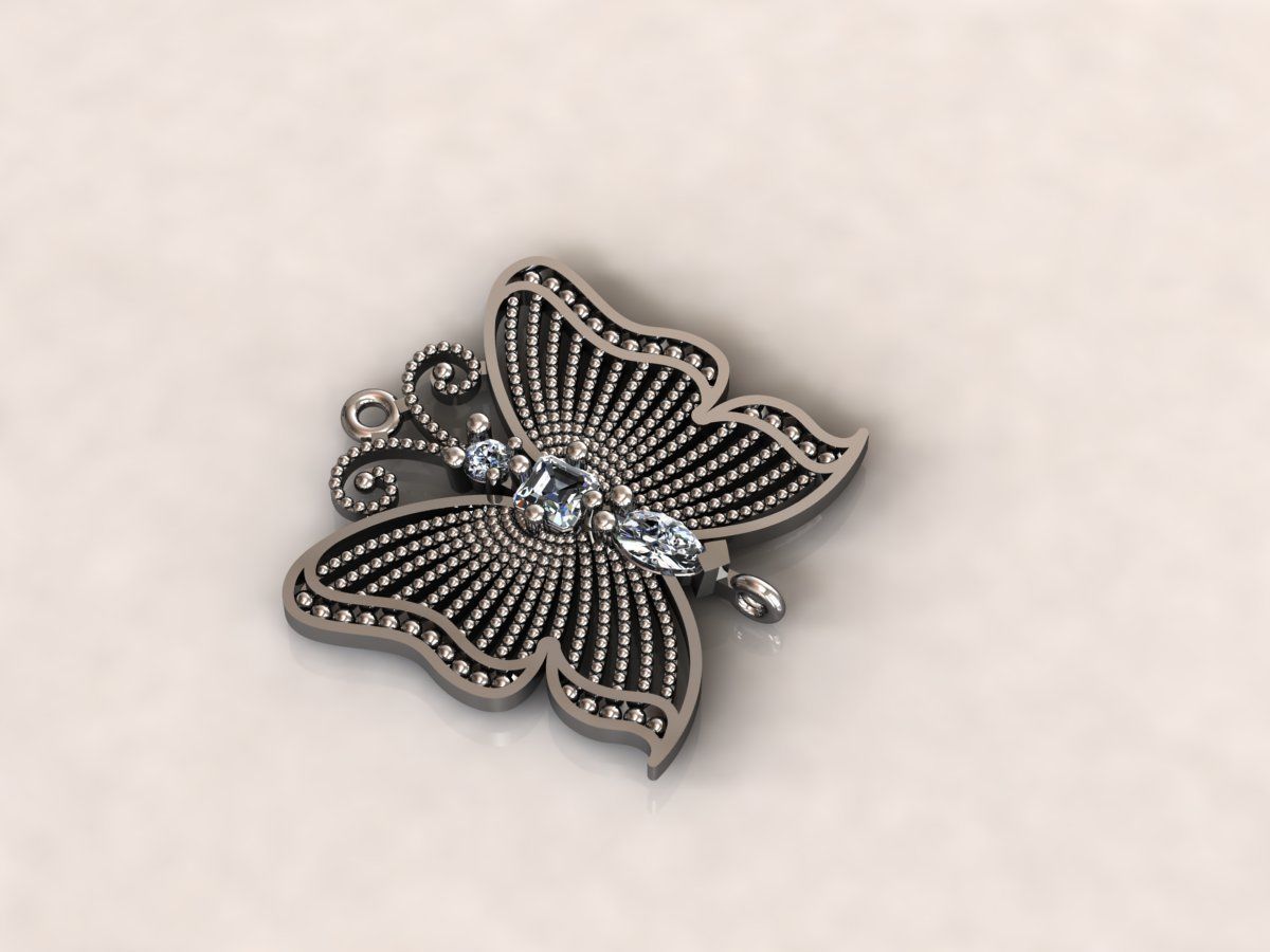 Butterfly pendant 4 3D print model_3