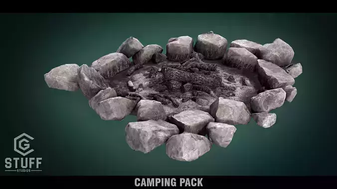 Fireplace Low-poly 3D model