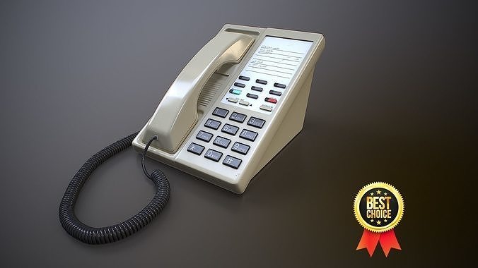 Office Basic Telephone white color Low-poly 3D model
